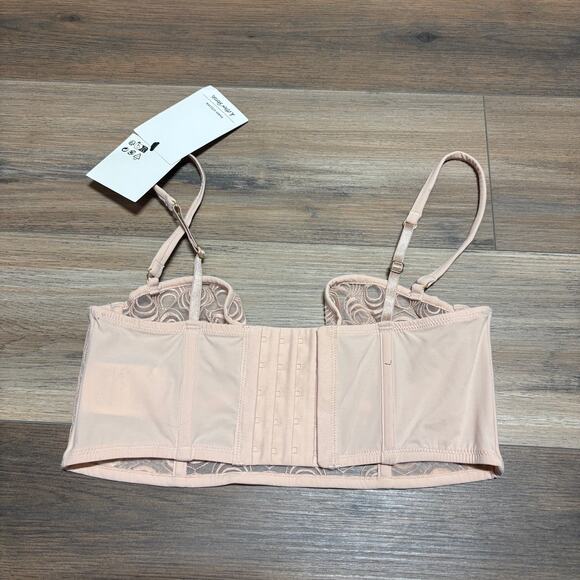 & Other Stories Size 34C Lace Bustier Underwired Bra Pink Adjustable Straps - Picture 3 of 9